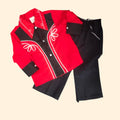 1970s Red and Black Snap Button Western Suit ~ 2T ~ Cowboy Cowgirl