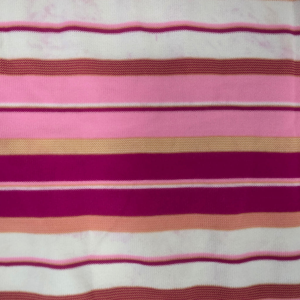 1970s Pink Striped Long Sleeve Nylon Polo Shirt ~ Youth 7