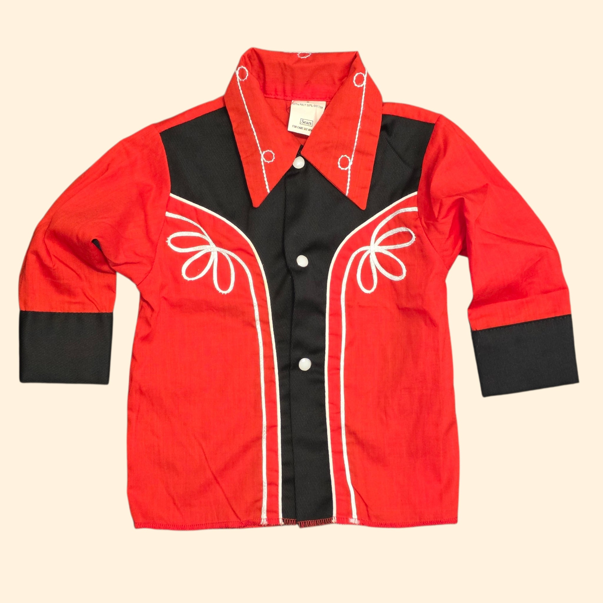 1970s Red and Black Snap Button Western Suit ~ 2T ~ Cowboy Cowgirl