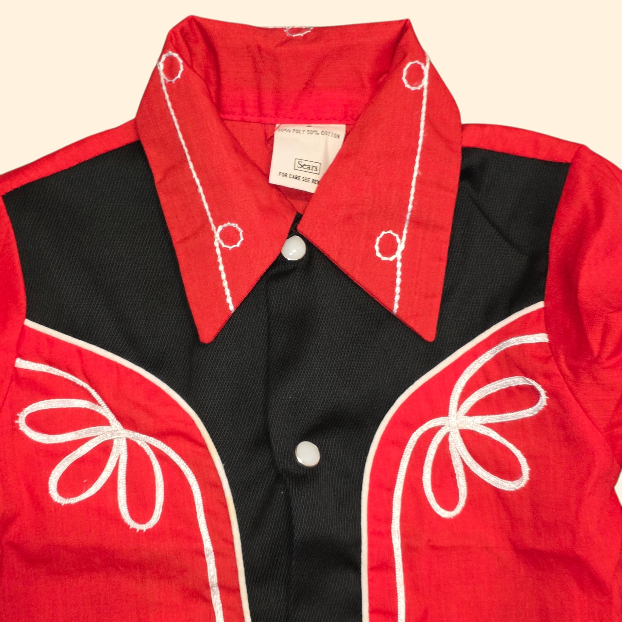 1970s Red and Black Snap Button Western Suit ~ 2T ~ Cowboy Cowgirl