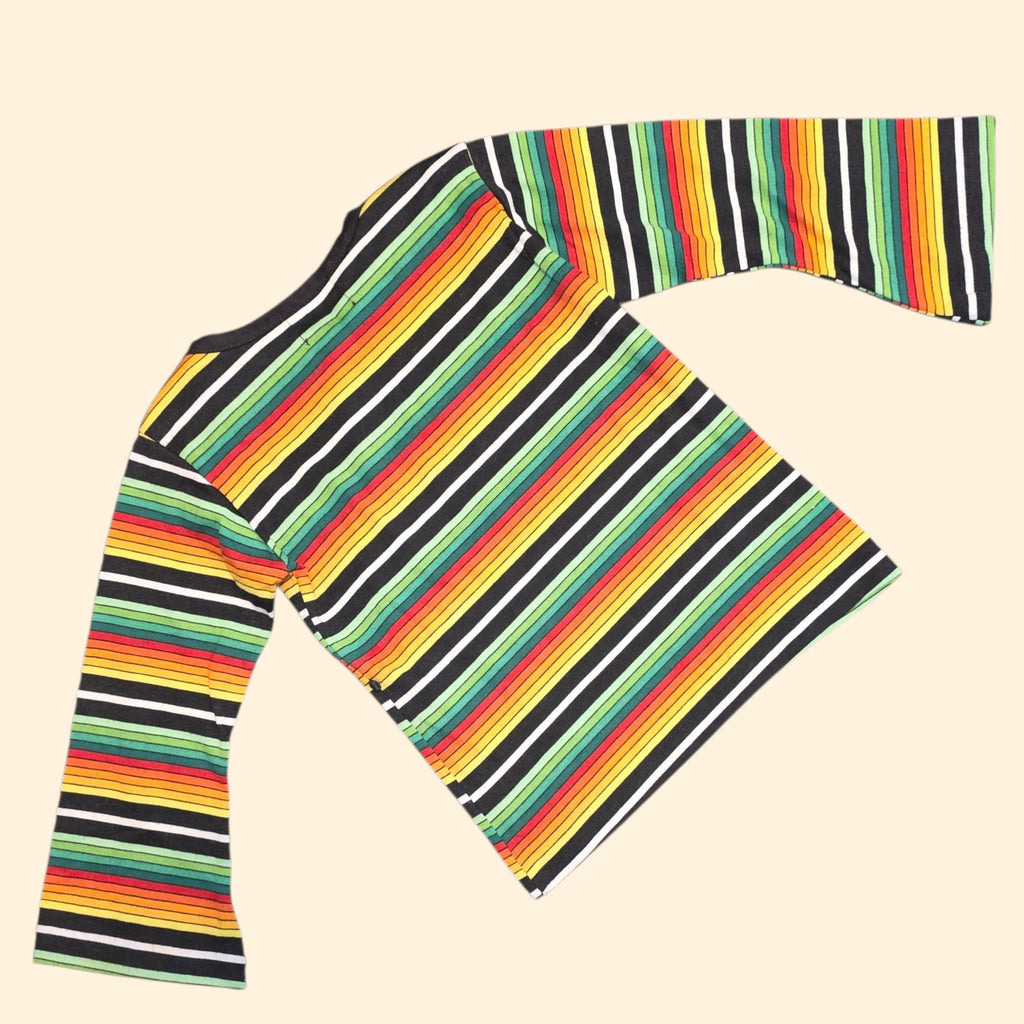 1970s Health-tex Striped Long Sleeve T Shirt ~ Youth 6 ~ Bell Sleeve