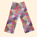 1970s Patchwork Print Wide Leg Pants ~ Junior Petite Extra Small ~ Cropped Capri