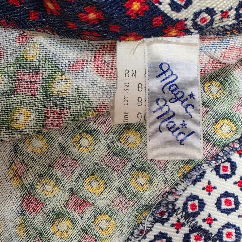 1970s Patchwork Print Wide Leg Pants ~ Junior Petite Extra Small ~ Cropped Capri