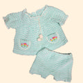 1970s Knit Two Piece Baby Toddler Shorts Set ~ 12 - 18 Months ~ Sea Foam Green