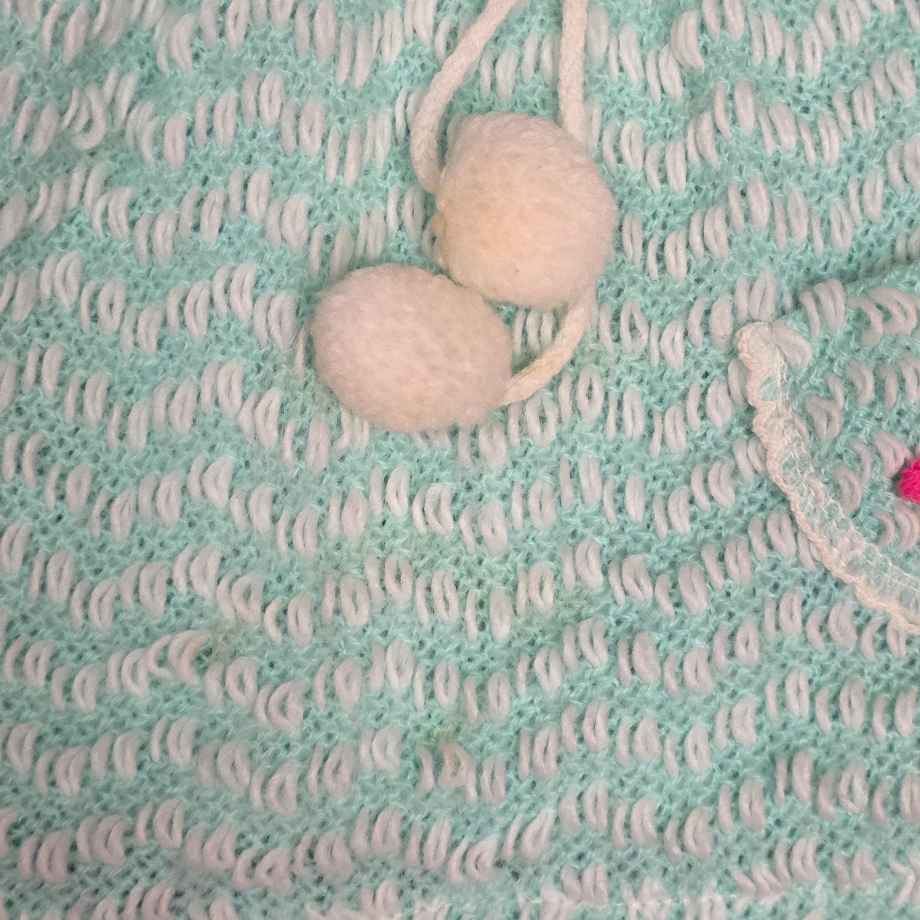 1970s Knit Two Piece Baby Toddler Shorts Set ~ 12 - 18 Months ~ Sea Foam Green