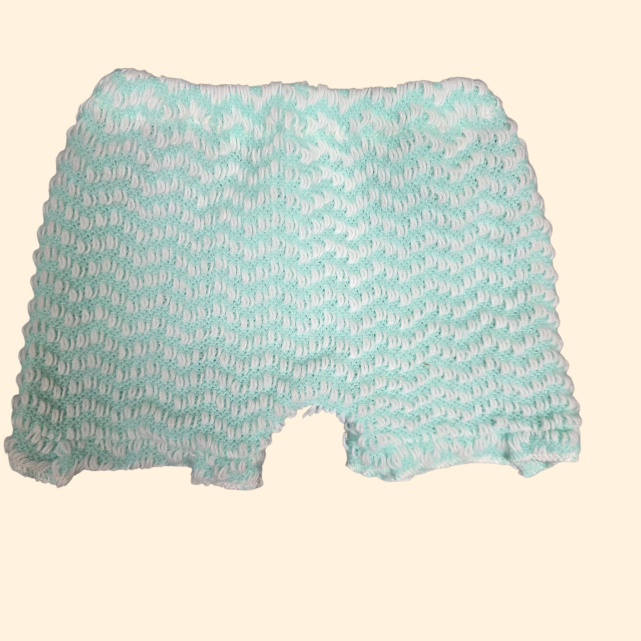 1970s Knit Two Piece Baby Toddler Shorts Set ~ 12 - 18 Months ~ Sea Foam Green