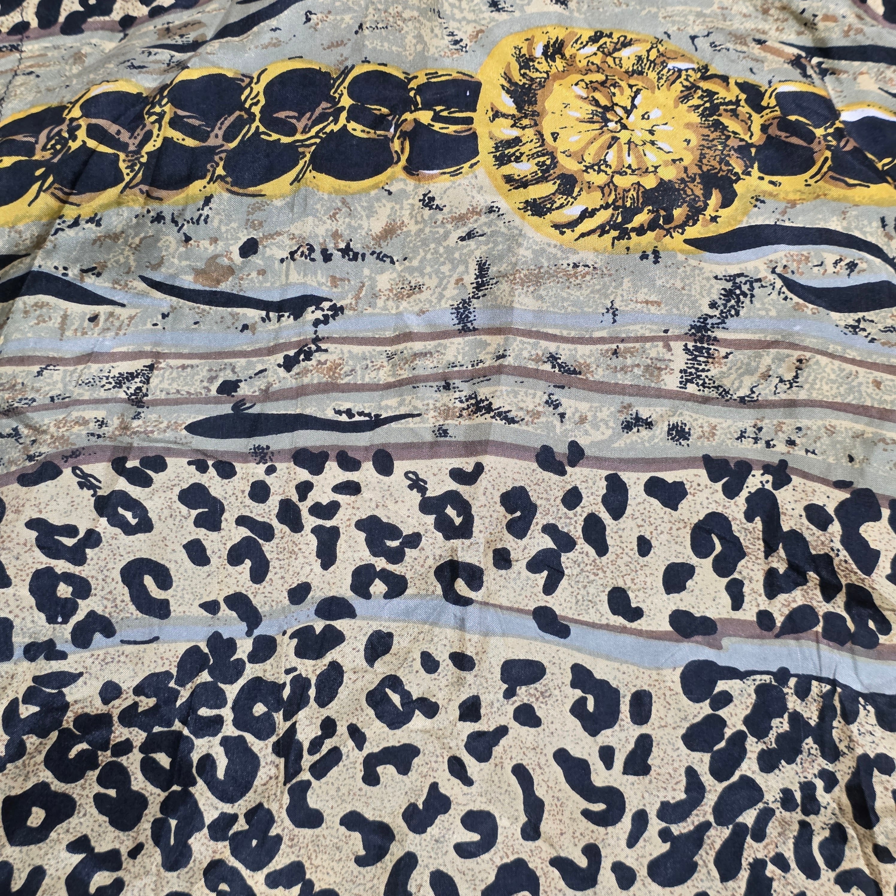 1990s Silk Baroque and Leopard Print Track Jacket ~ Small Medium