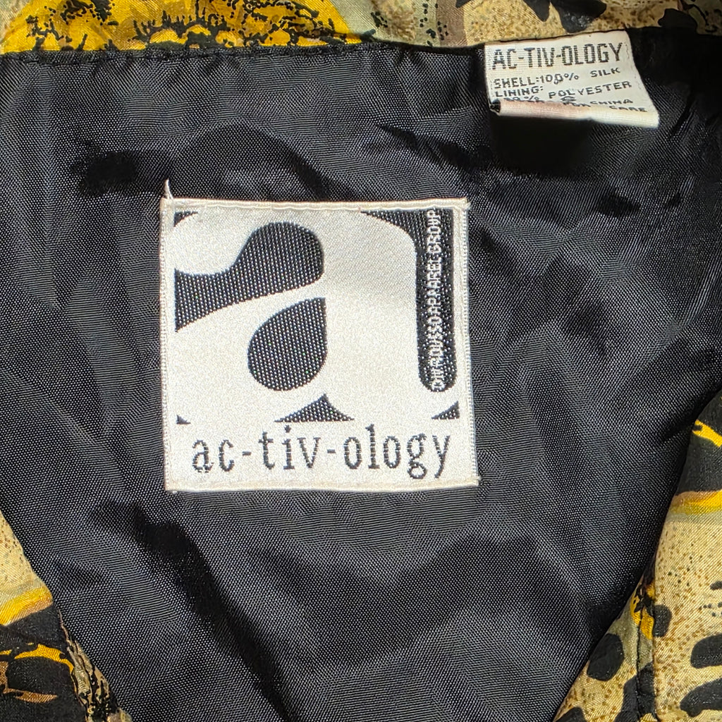 1990s Silk Baroque and Leopard Print Track Jacket ~ Small Medium