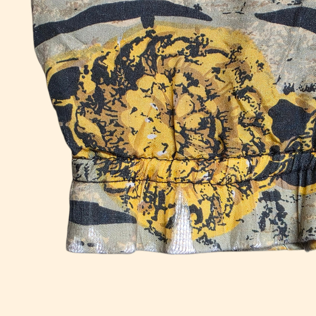 1990s Silk Baroque and Leopard Print Track Jacket ~ Small Medium