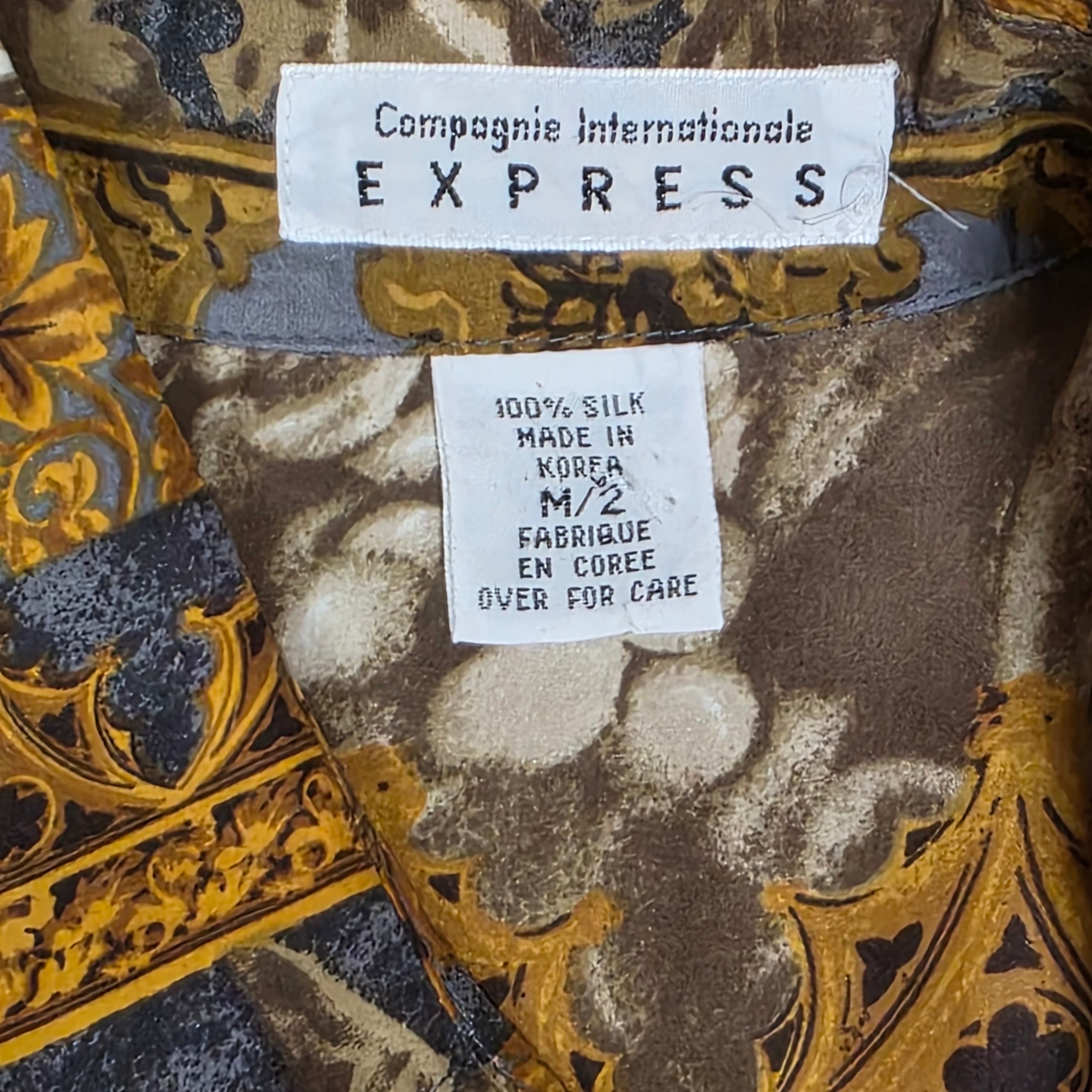 1990s Compagnie Internationale Express Silk Baroque Print Blouse ~ Medium Large ~ Oversized