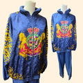 1990s Baroque Print Coat of Arms Blue Track Suit ~ Large ~ Lion Filigree