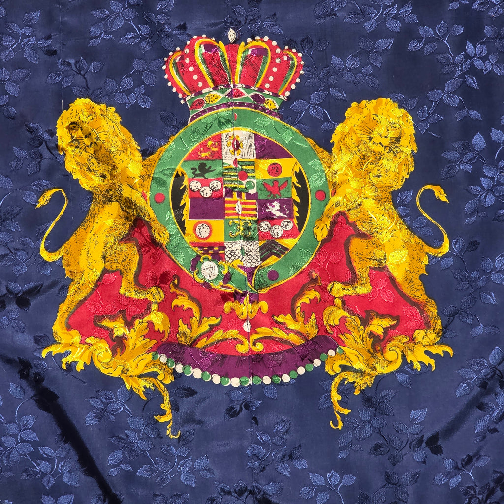 1990s Baroque Print Coat of Arms Blue Track Suit ~ Large ~ Lion Filigree