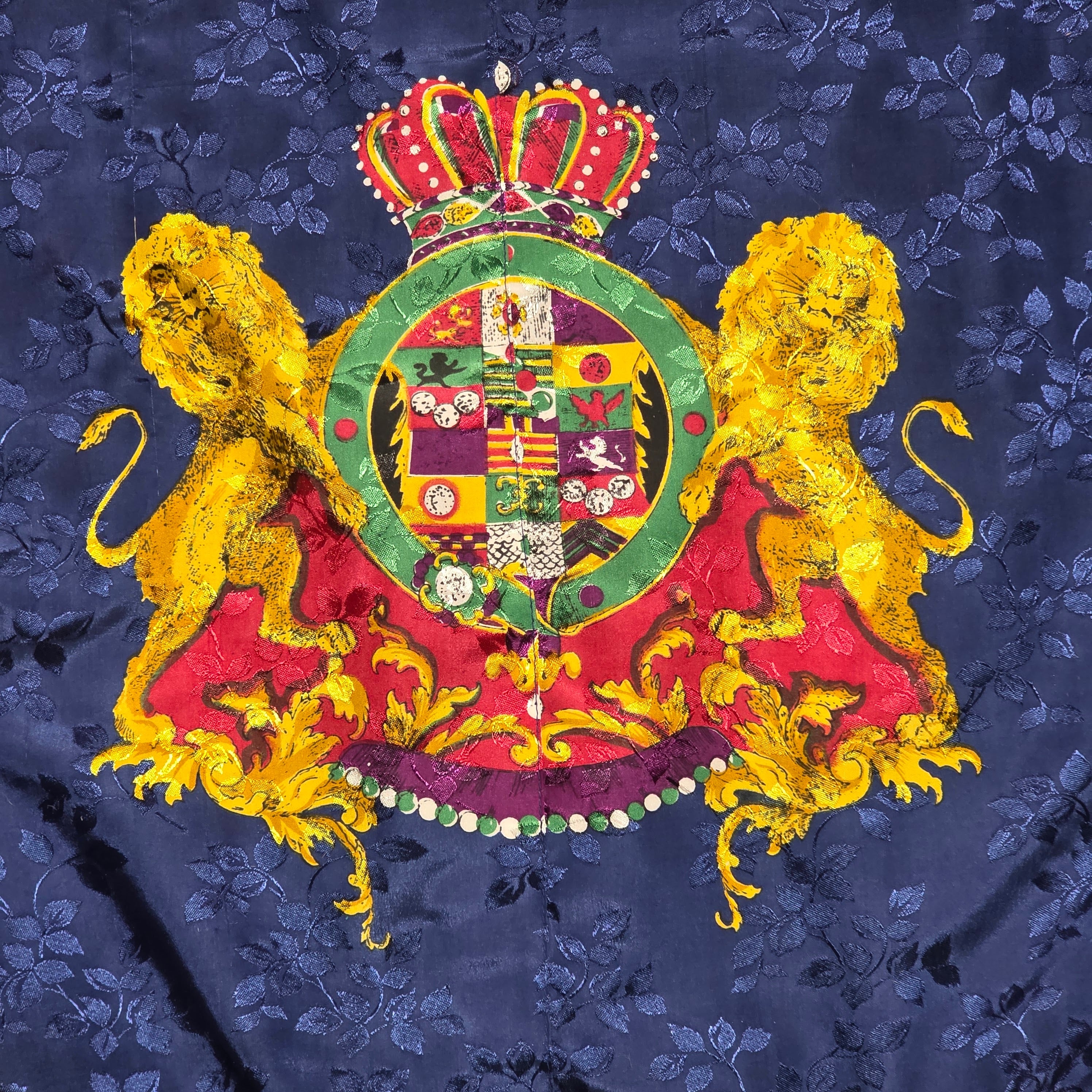1990s Baroque Print Coat of Arms Blue Track Suit ~ Large ~ Lion Filigree