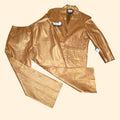 1990s Deadstock Bronze Leather Suit ~ 2XL ~ Plus Sized Blazer Pants