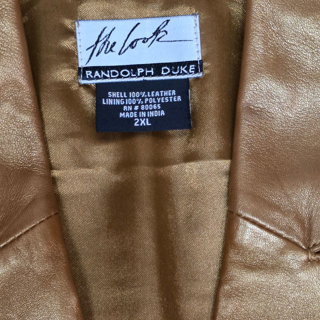 1990s Deadstock Bronze Leather Suit ~ 2XL ~ Plus Sized Blazer Pants