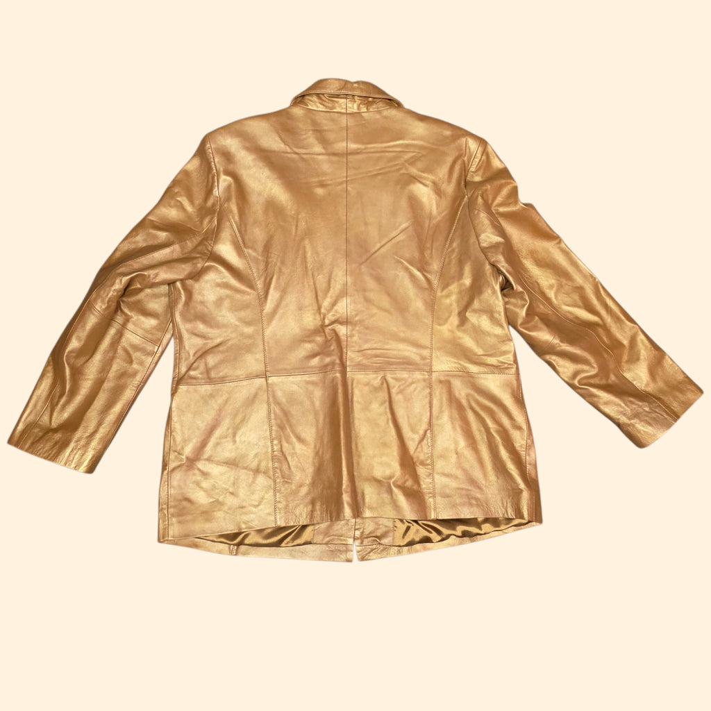 1990s Deadstock Bronze Leather Suit ~ 2XL ~ Plus Sized Blazer Pants