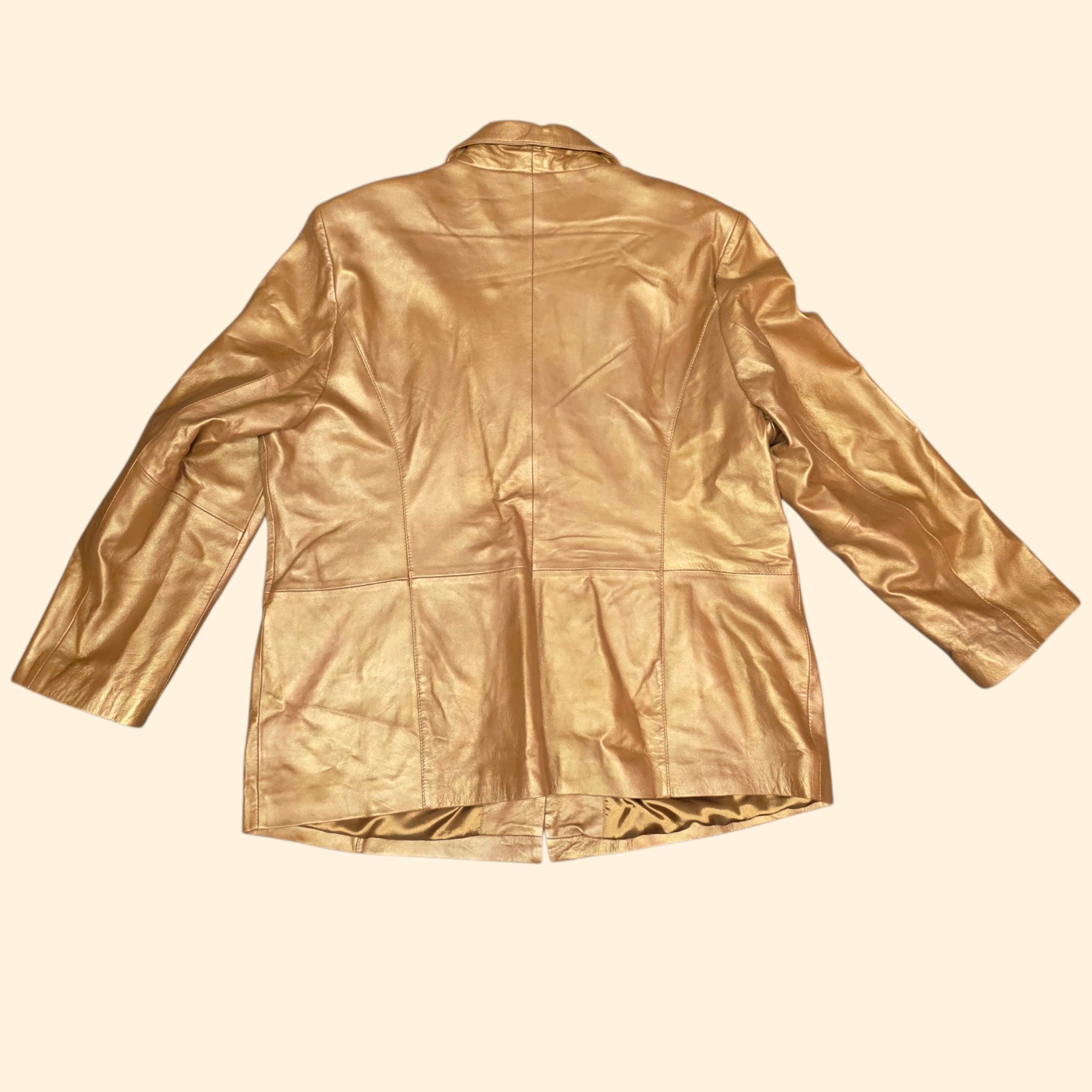 1990s Deadstock Bronze Leather Suit ~ 2XL ~ Plus Sized Blazer Pants