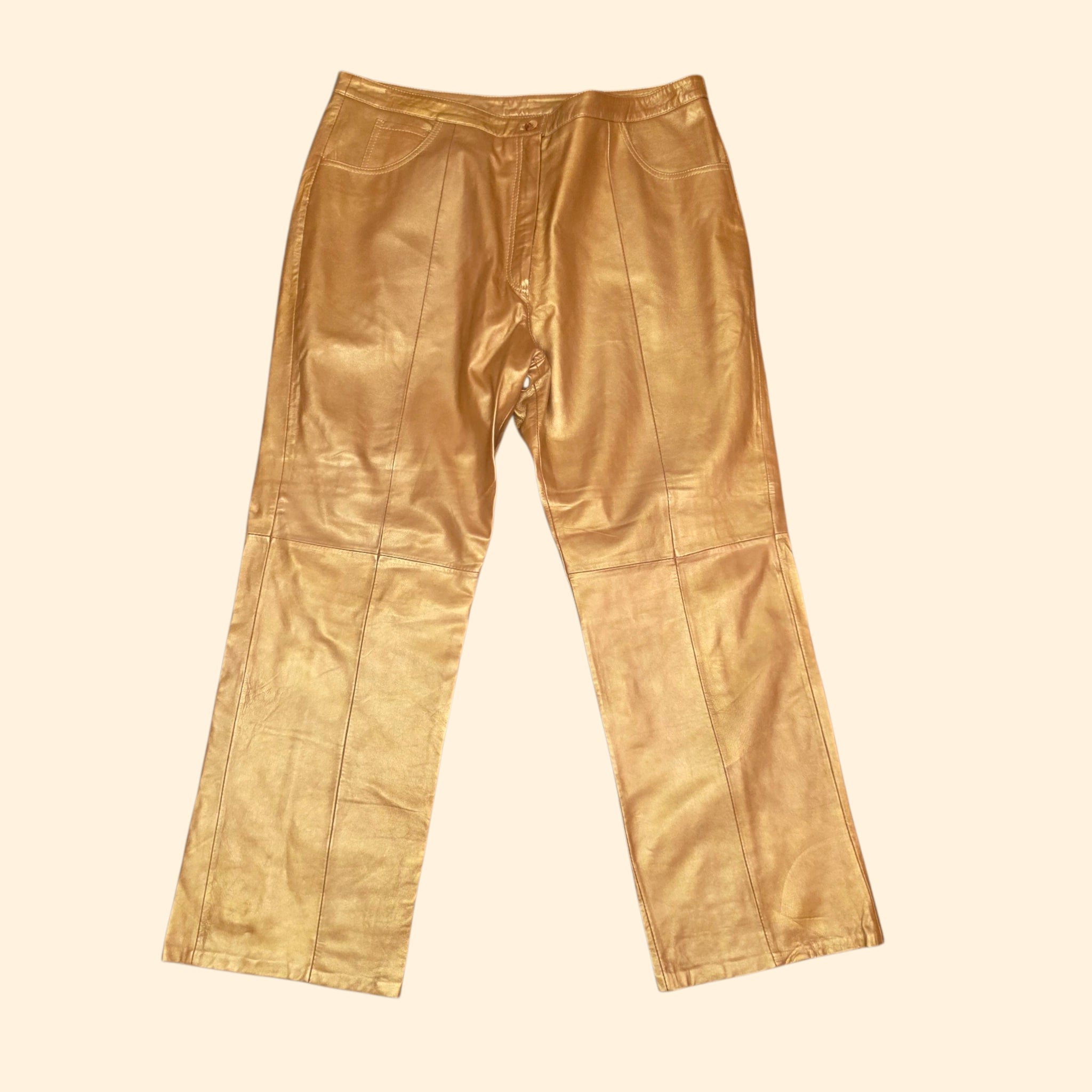 1990s Deadstock Bronze Leather Suit ~ 2XL ~ Plus Sized Blazer Pants