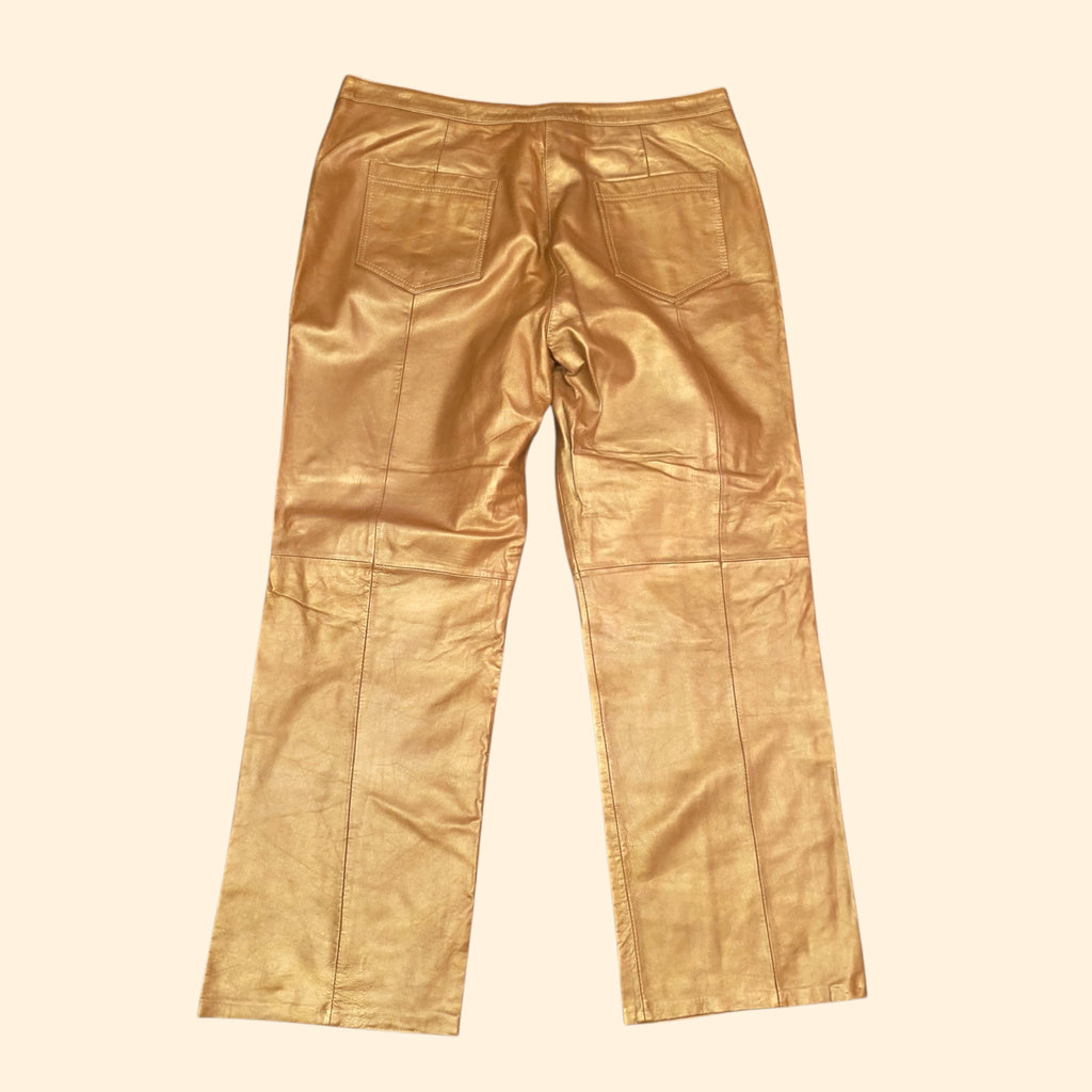 1990s Deadstock Bronze Leather Suit ~ 2XL ~ Plus Sized Blazer Pants