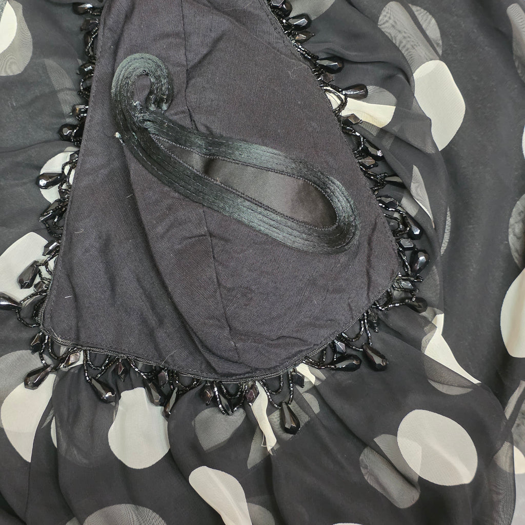 1990s Black and White Beaded Sheer Polka Dot Palazzo Set ~ Medium