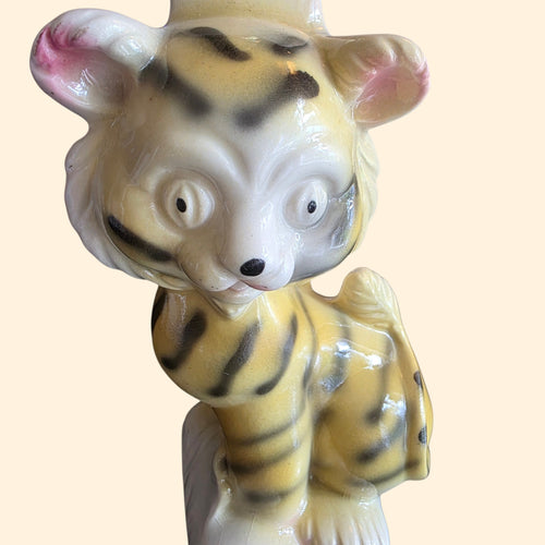 1950s Ceramic Tiger Lamp ~ Baby Nursery Kid's Room Mid Century