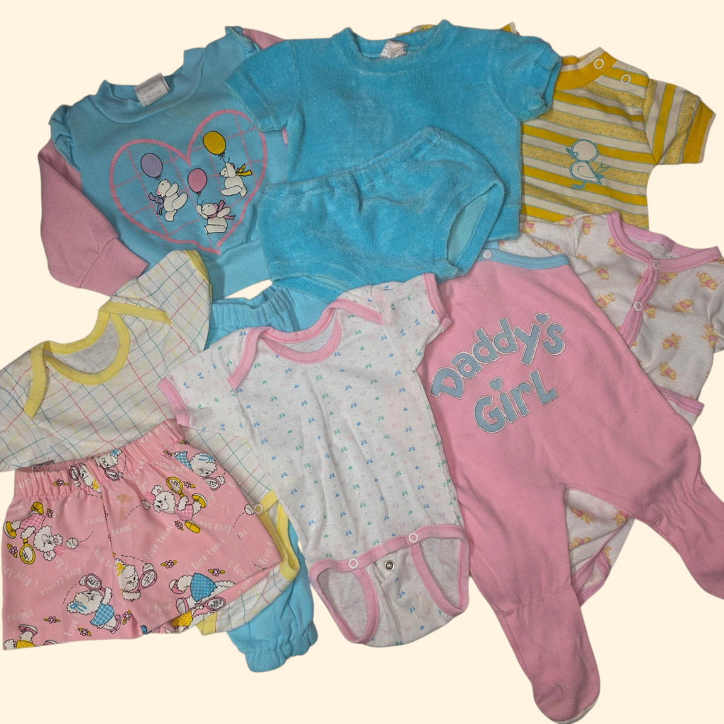 1980s Baby Girl Vintage Clothing Lot ~ 0 to 12 Months ~ Infant Newborn Winnie the Pooh Shower Gift
