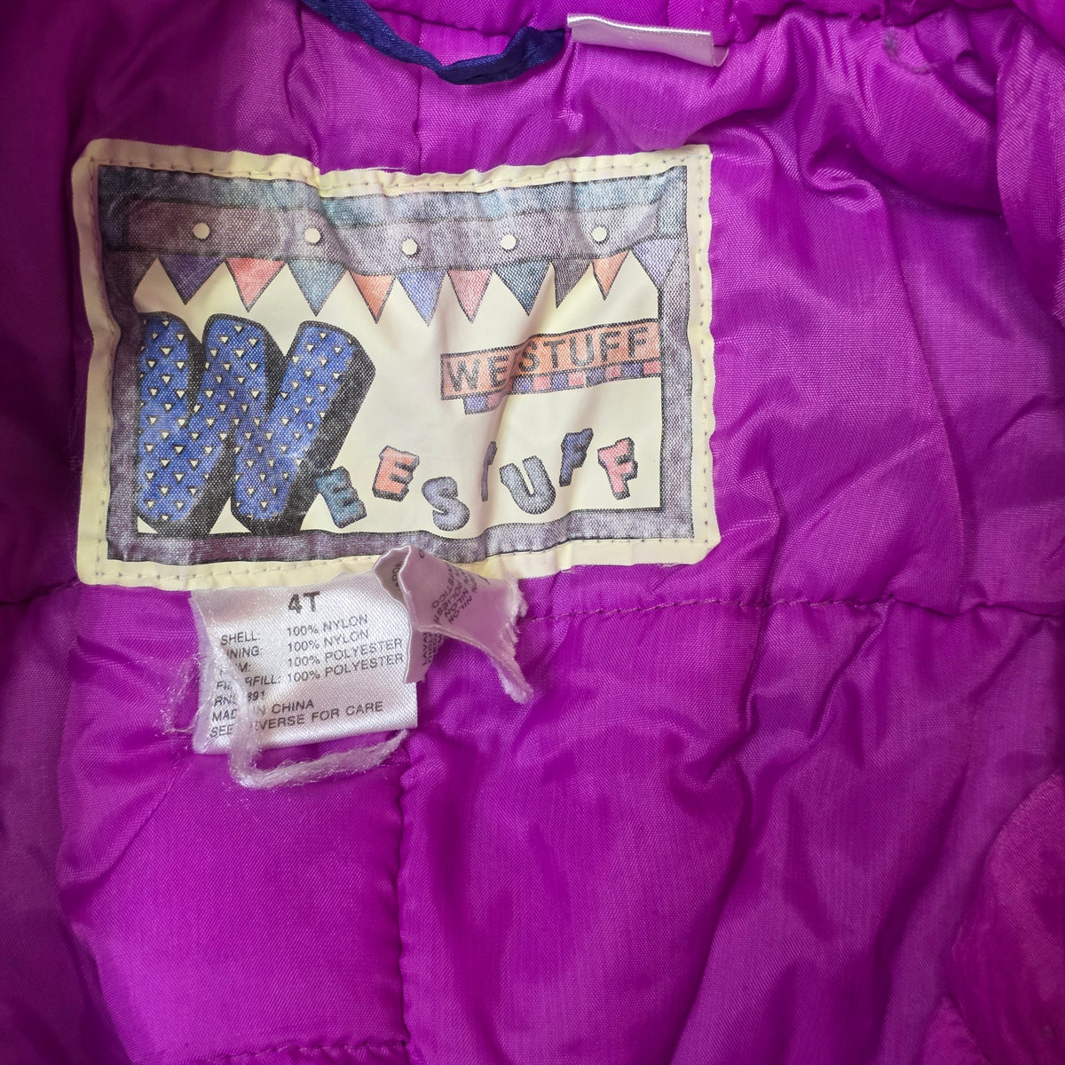 1990s Teal Purple Floral Puffer Snowsuit ~ 4T ~ Kids Toddler Girls