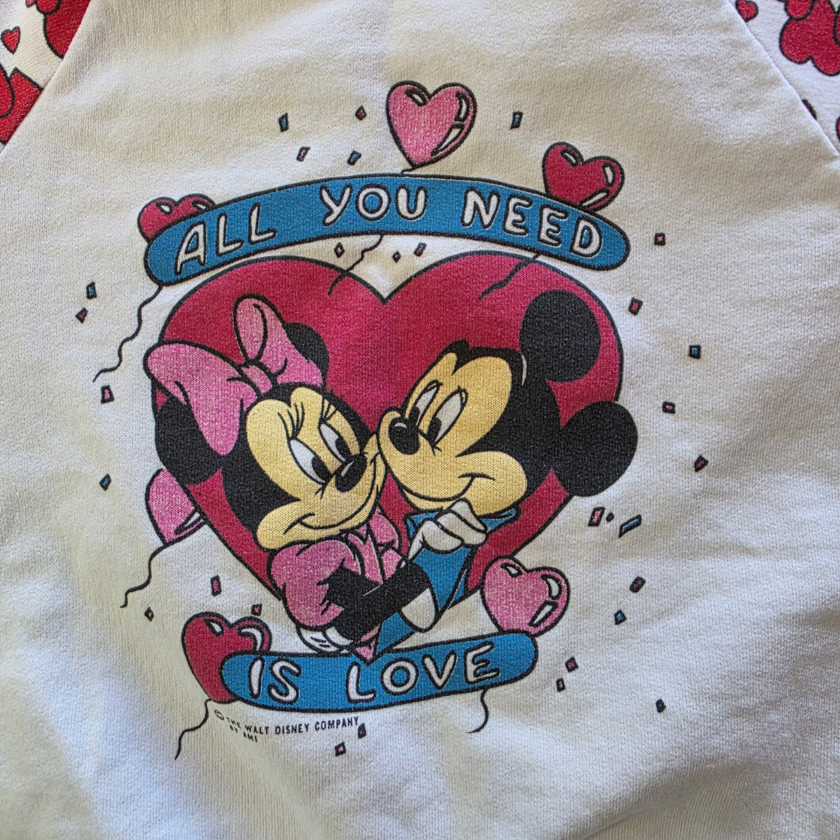 1990s Disney Mickey Minnie Mouse "All You Need Is Love" Crewneck Sweatshirt ~ Youth Small 5 6
