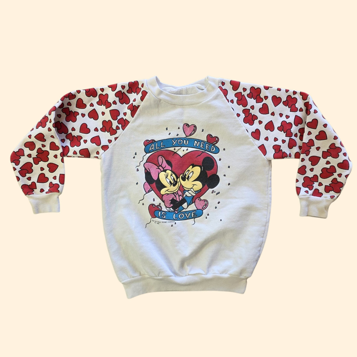 1990s Disney Mickey Minnie Mouse "All You Need Is Love" Crewneck Sweatshirt ~ Youth Small 5 6