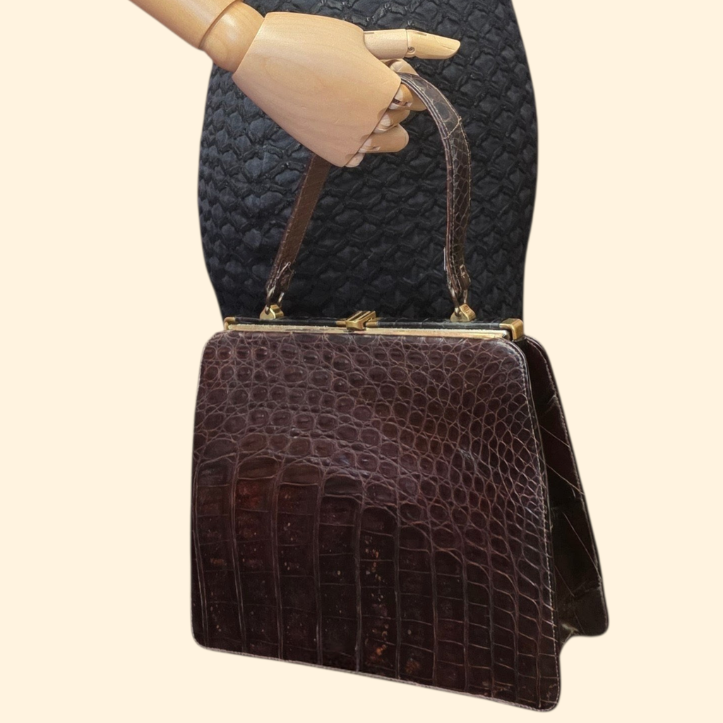 1950s Genuine Alligator Handbag ~ Sterling Purse