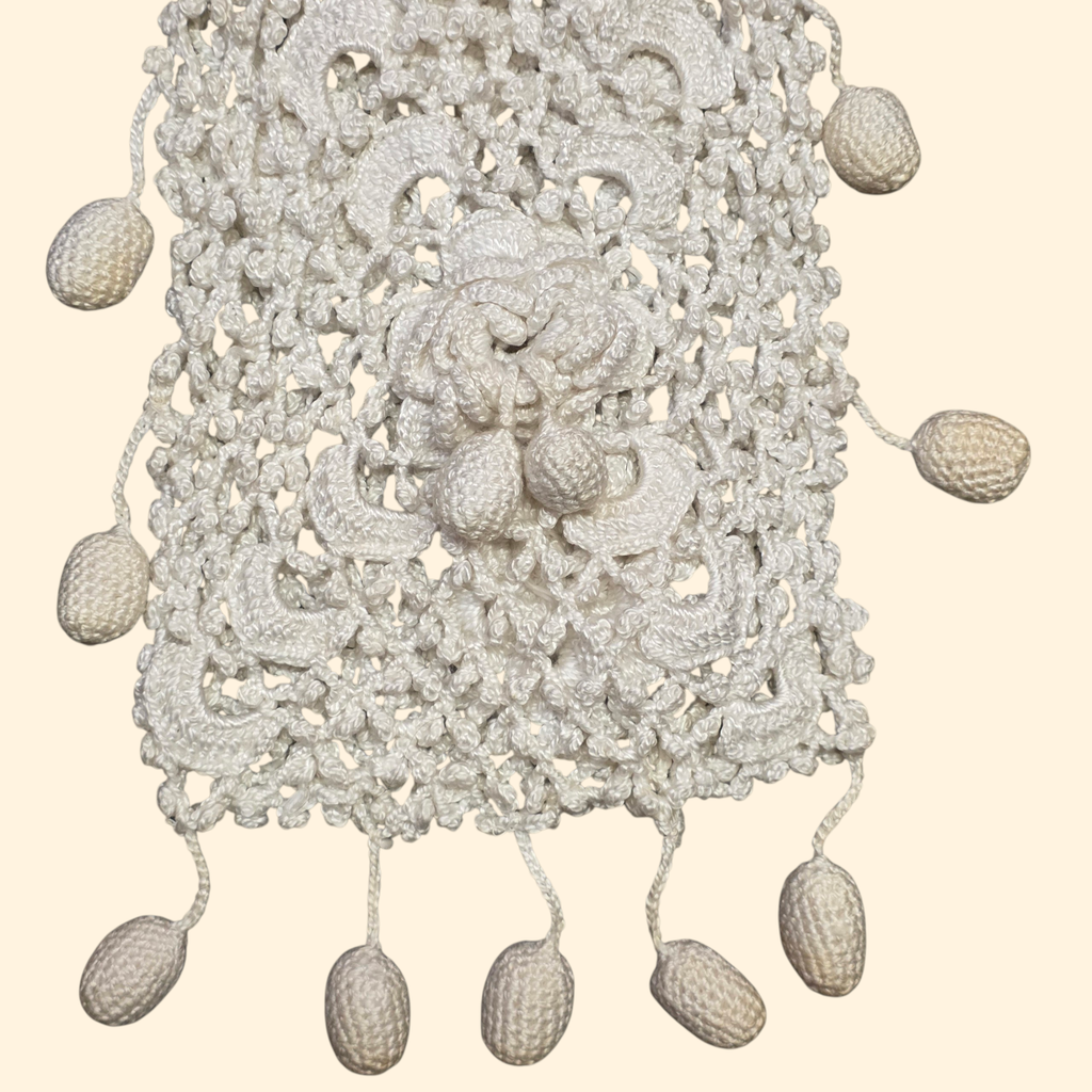 1920s Crochet Reticule ~ Victorian Edwardian Drawstring Purse
