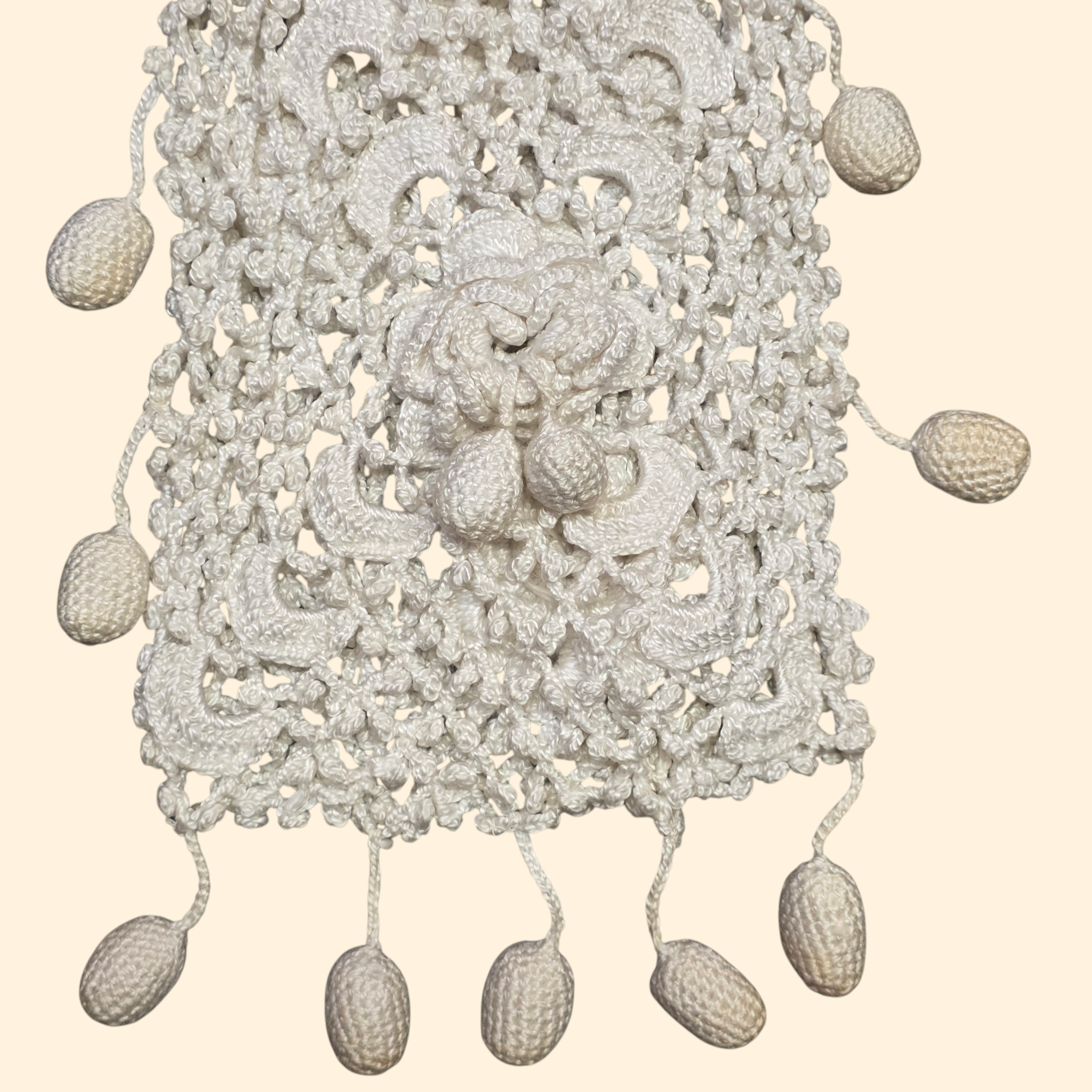 1920s Crochet Reticule ~ Victorian Edwardian Drawstring Purse