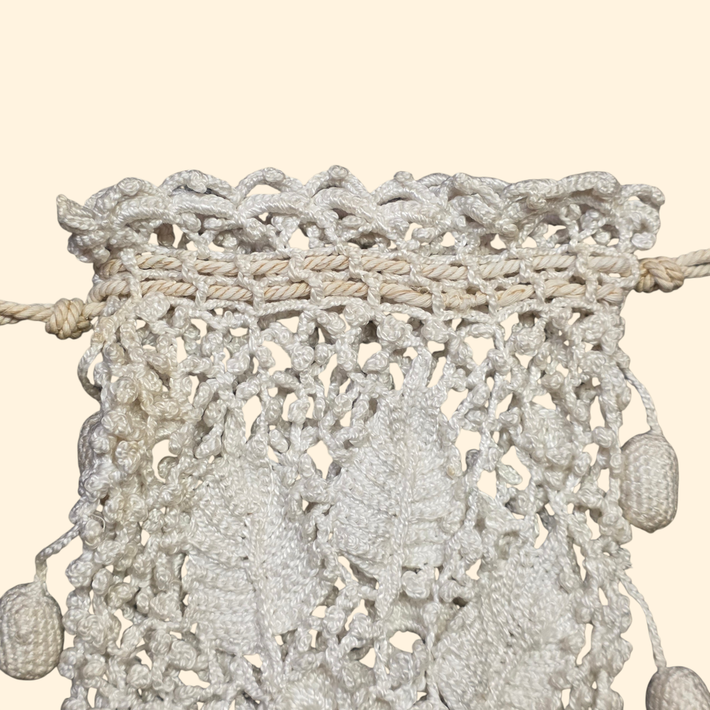 1920s Crochet Reticule ~ Victorian Edwardian Drawstring Purse