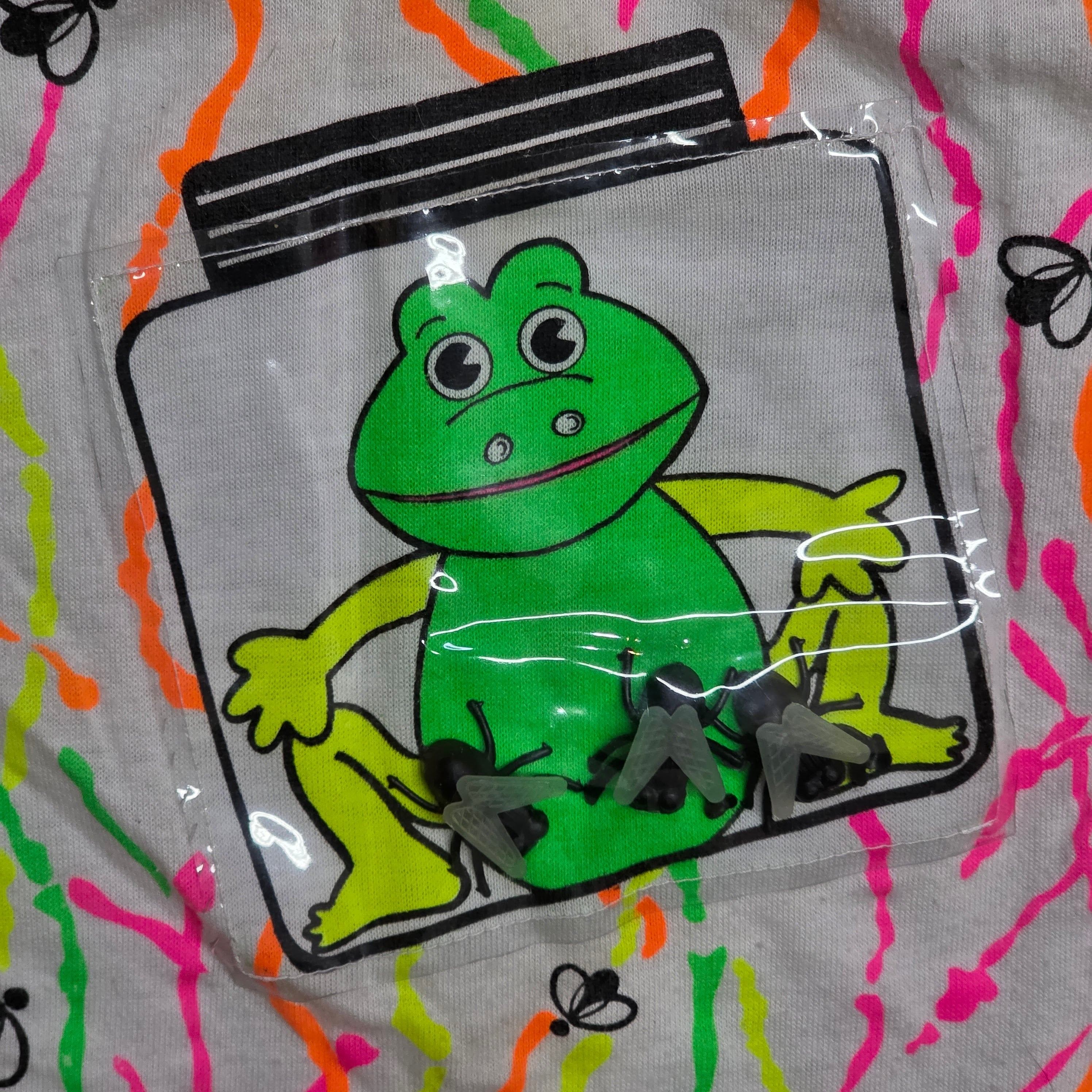 1980s Frog and Flies Paint Splatter Shorts and T Shirt Set ~ 3T ~ Neon Novelty