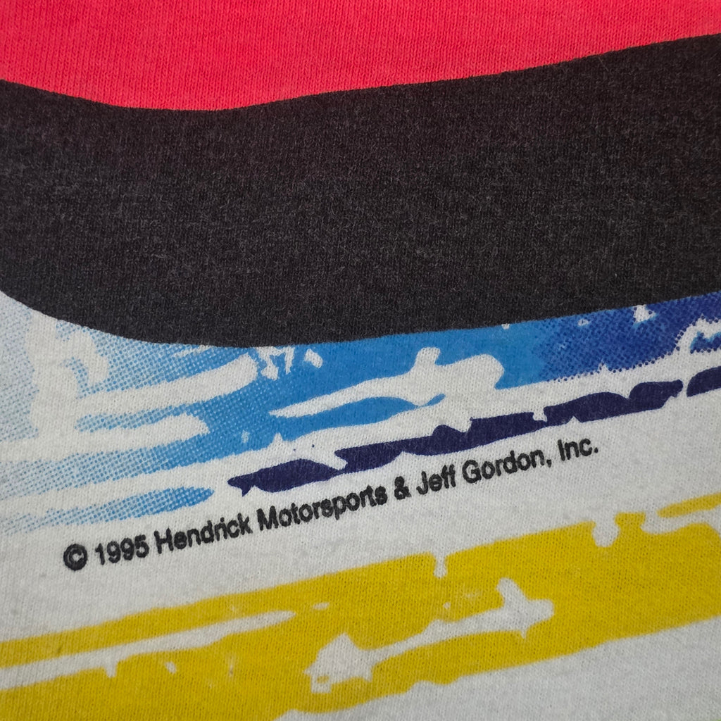 1990s Jeff Gordon Nascar All Over Print T Shirt ~ Medium ~ Winston Cup Champion 1995