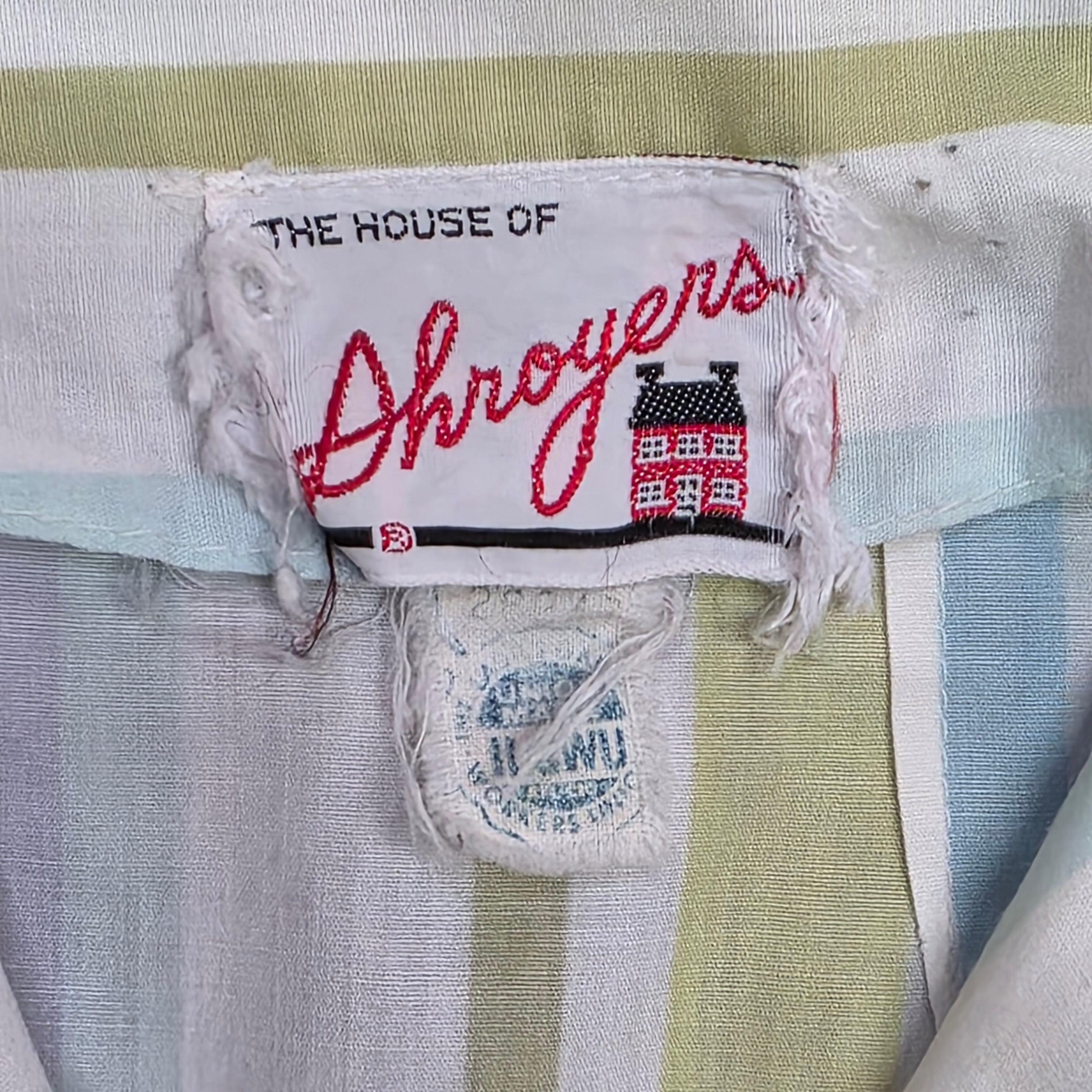 1950s Pastel Stripe House Dress ~ Large ~ Midi Cotton Green Blue Purple