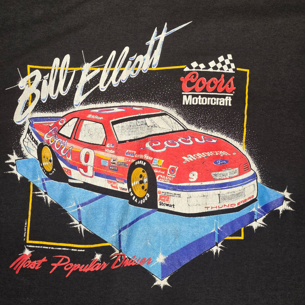 1980s Bill Elliot Nascar T Shirt ~ Large ~ Coors