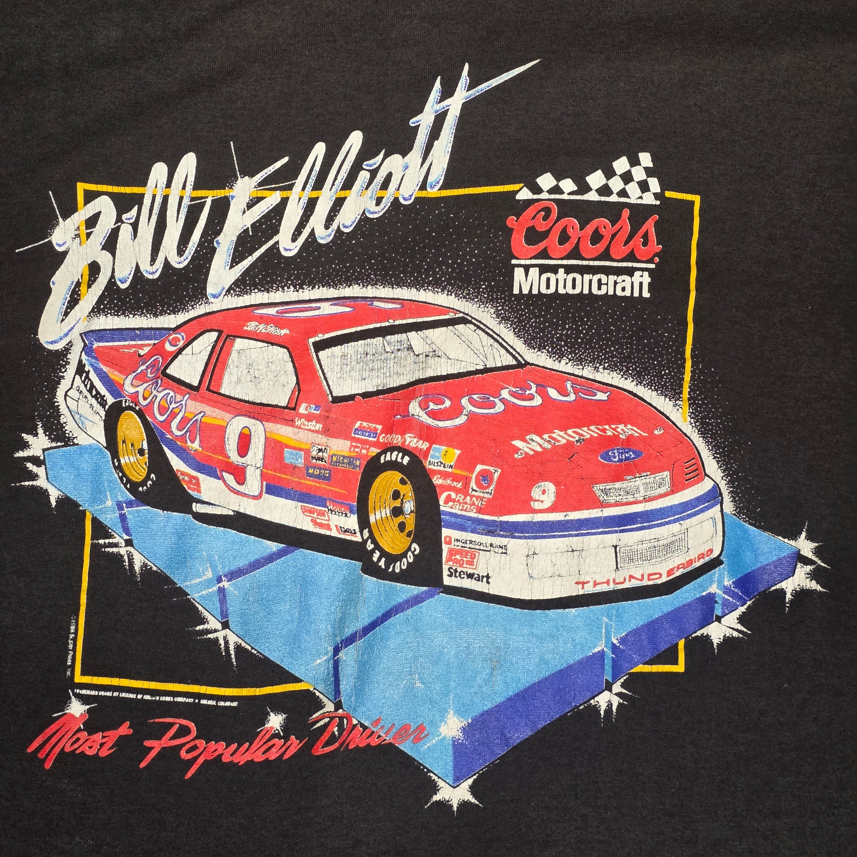 1980s Bill Elliot Nascar T Shirt ~ Large ~ Coors