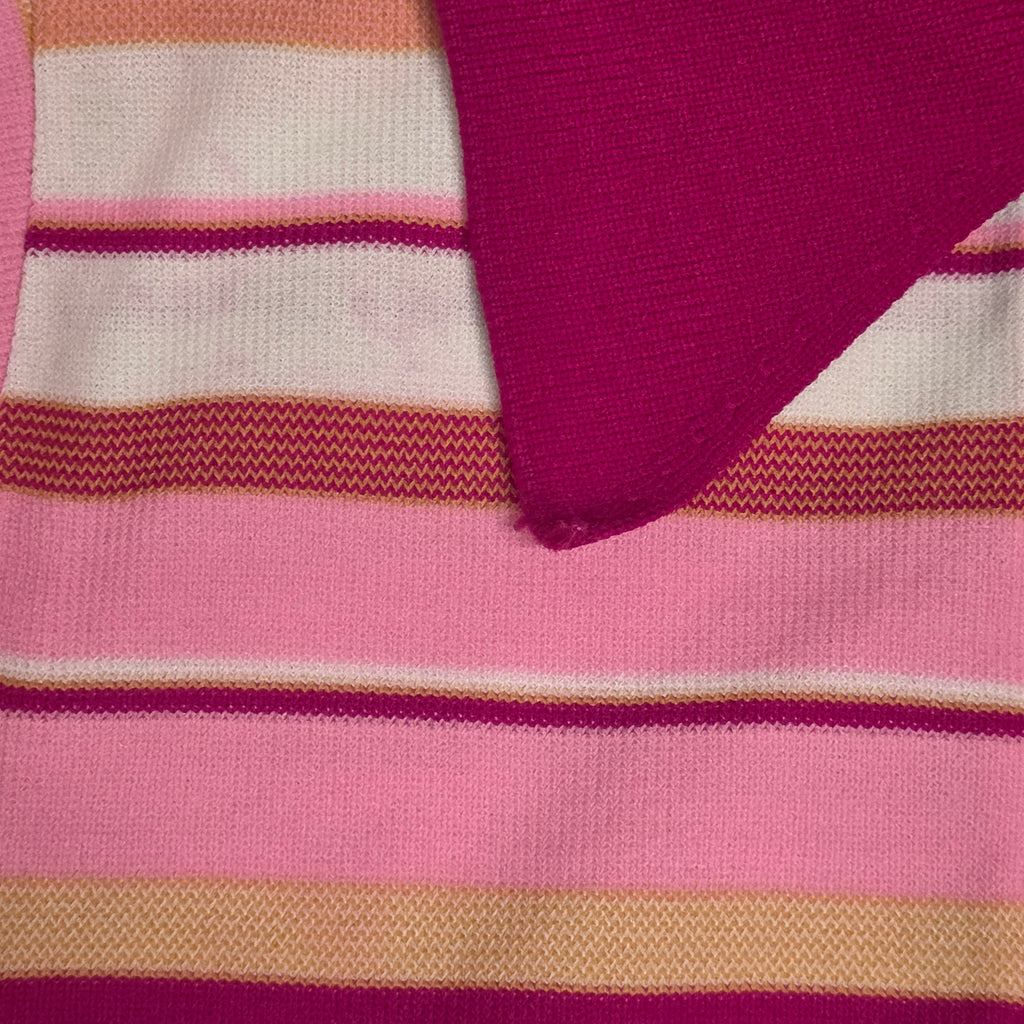 1970s Pink Striped Long Sleeve Nylon Polo Shirt ~ Youth 7