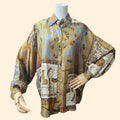 1990s Compagnie Internationale Express Silk Baroque Print Blouse ~ Medium Large ~ Oversized