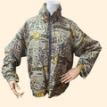 1990s Silk Baroque and Leopard Print Track Jacket ~ Small Medium