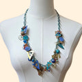 1990s Artisan Mixed Metal Abstract Boho Statement Charm Necklace