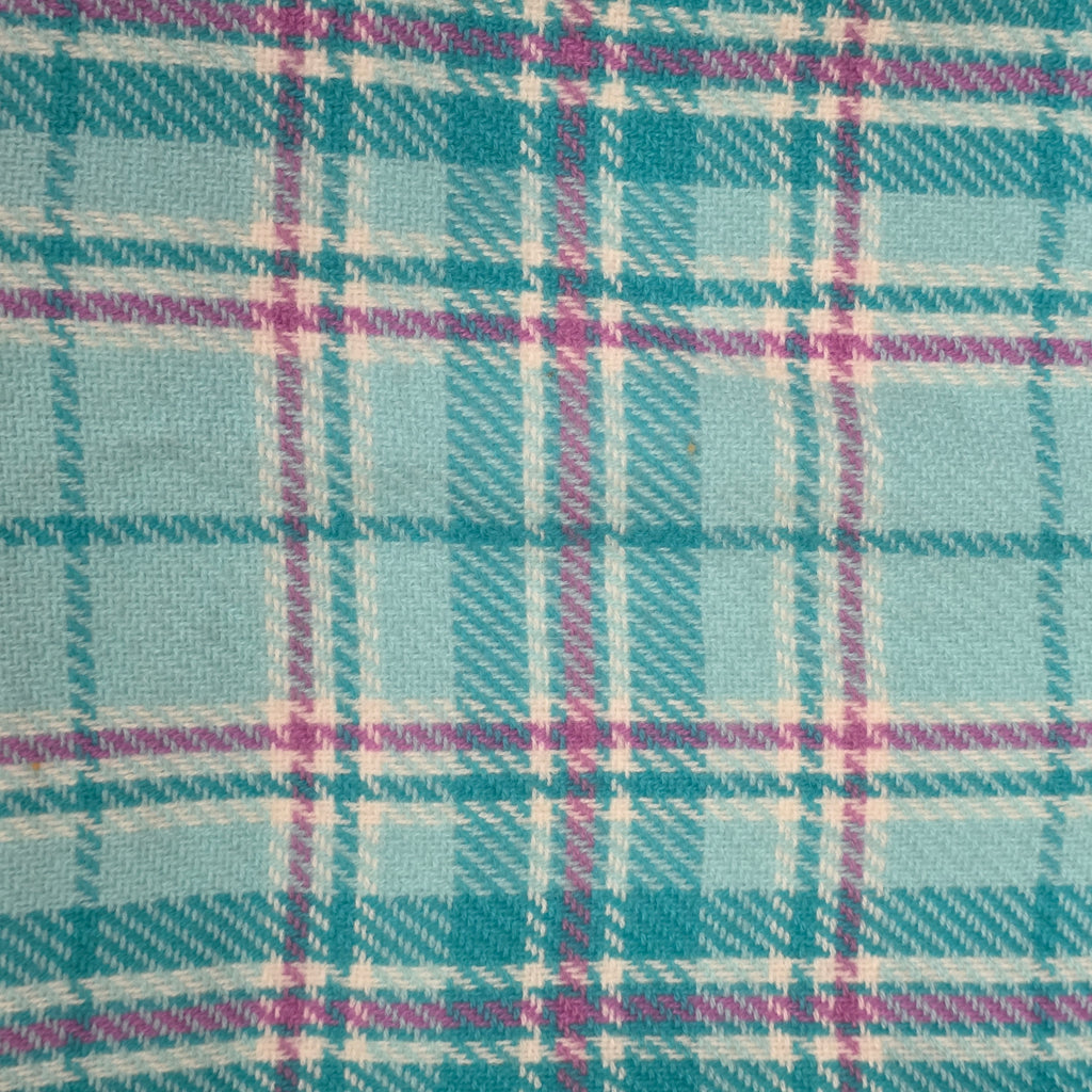 1970s Teal Plaid Pleated Jumper~ Girls 7/8