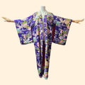 1940s Butterfly and Crane Silk Japanese Kimono ~One Size ~ Pre-War Red Lining