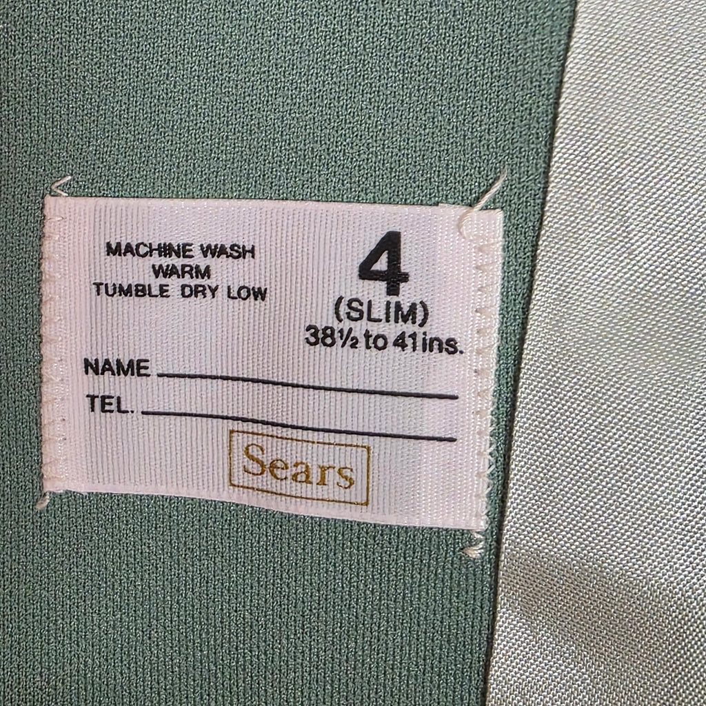 1970s Polyester 3 Piece Leisure Suit ~ Boys 4 Slim ~ Sage Green Plaid