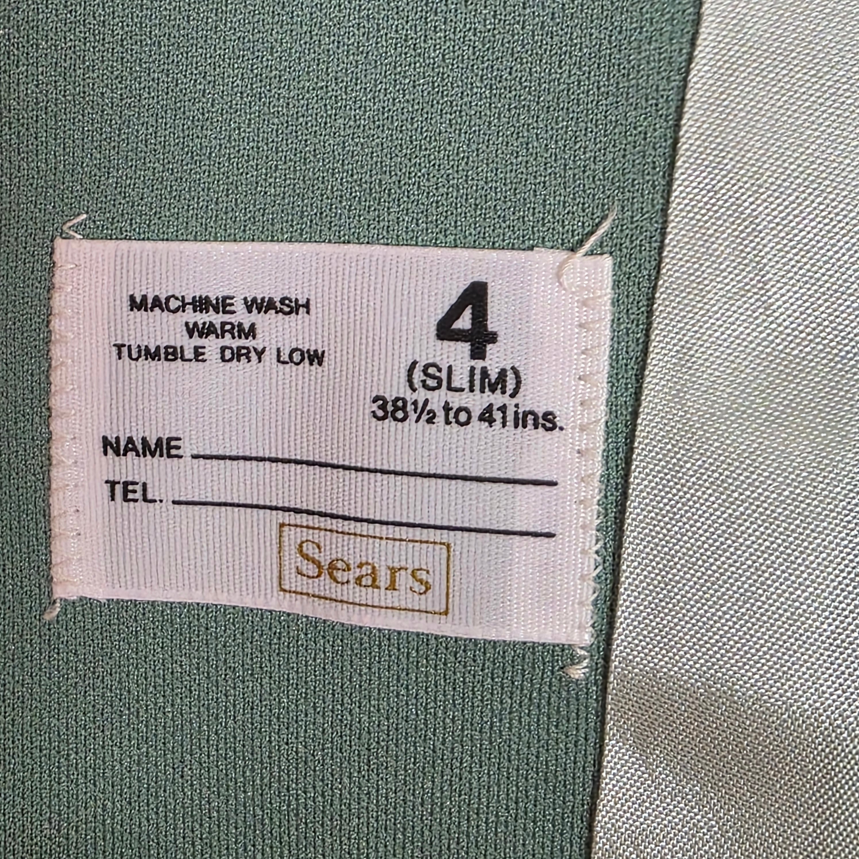 1970s Polyester 3 Piece Leisure Suit ~ Boys 4 Slim ~ Sage Green Plaid